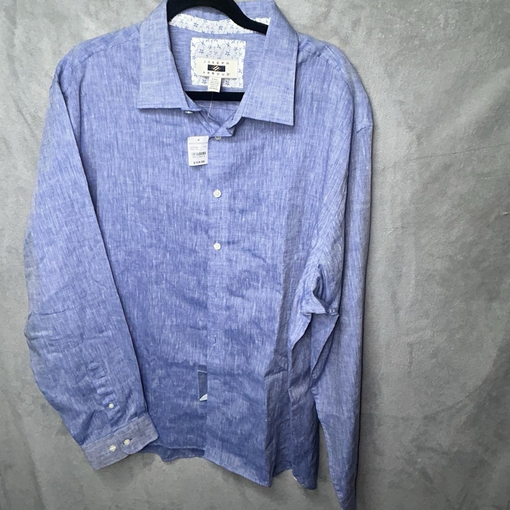 Joseph Abboud Blue Linen Blend Casual Shirt XXL 2XL NWT - Picture 2 of 8